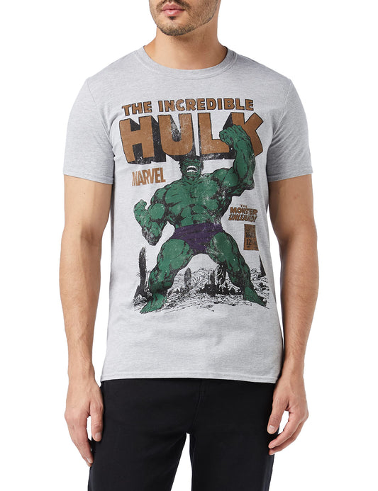 Marvel Men's Hulk Rage T Shirt, Grey (Grey Marl Spo), L UK