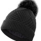 YESWEL Beanie Hats for Women,Warm Winter Hats,Bobble Knitted Hats Thermal Layer Fleece Lined with Detachable Pom Pom for Outdoor Skiing (Black)