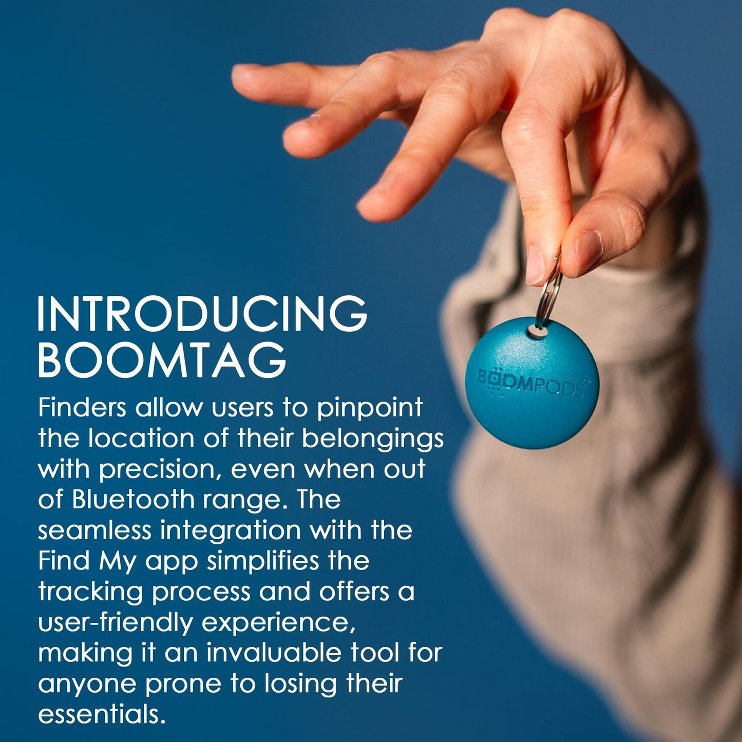 Boompods Boomtag Bluetooth Tracker Tag Item Finder, Smart Sustainable Tracker Devices for Keys/Wallet/Luggage/Bag/Suitcases, Tracking Gadgets/Locator compatible with Apple Find My App - Red