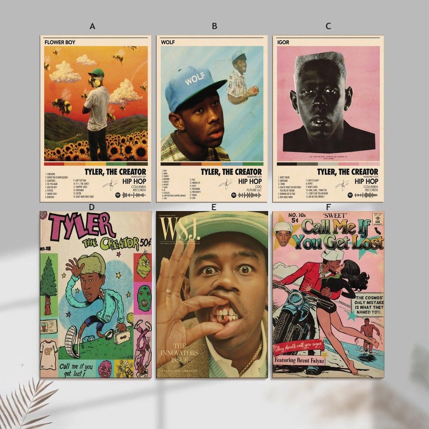 BBLKDZTX Tyler The Creator Poster (Set of 6) Album Cover Posters Music Canvas Posters For Bedroom Aesthetic Wall Art Posters & Prints 08x12inch(20x30cm) Style