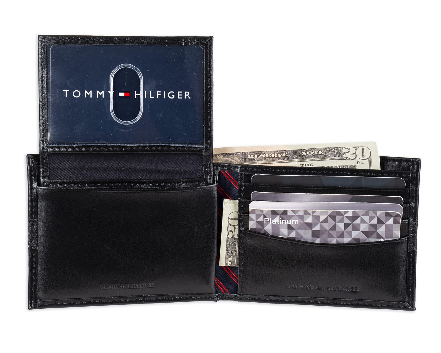 Tommy Hilfiger Men's Leather Wallet - Thin Sleek Casual Bifold with 6 Credit Card Pockets and Removable ID Window, Black