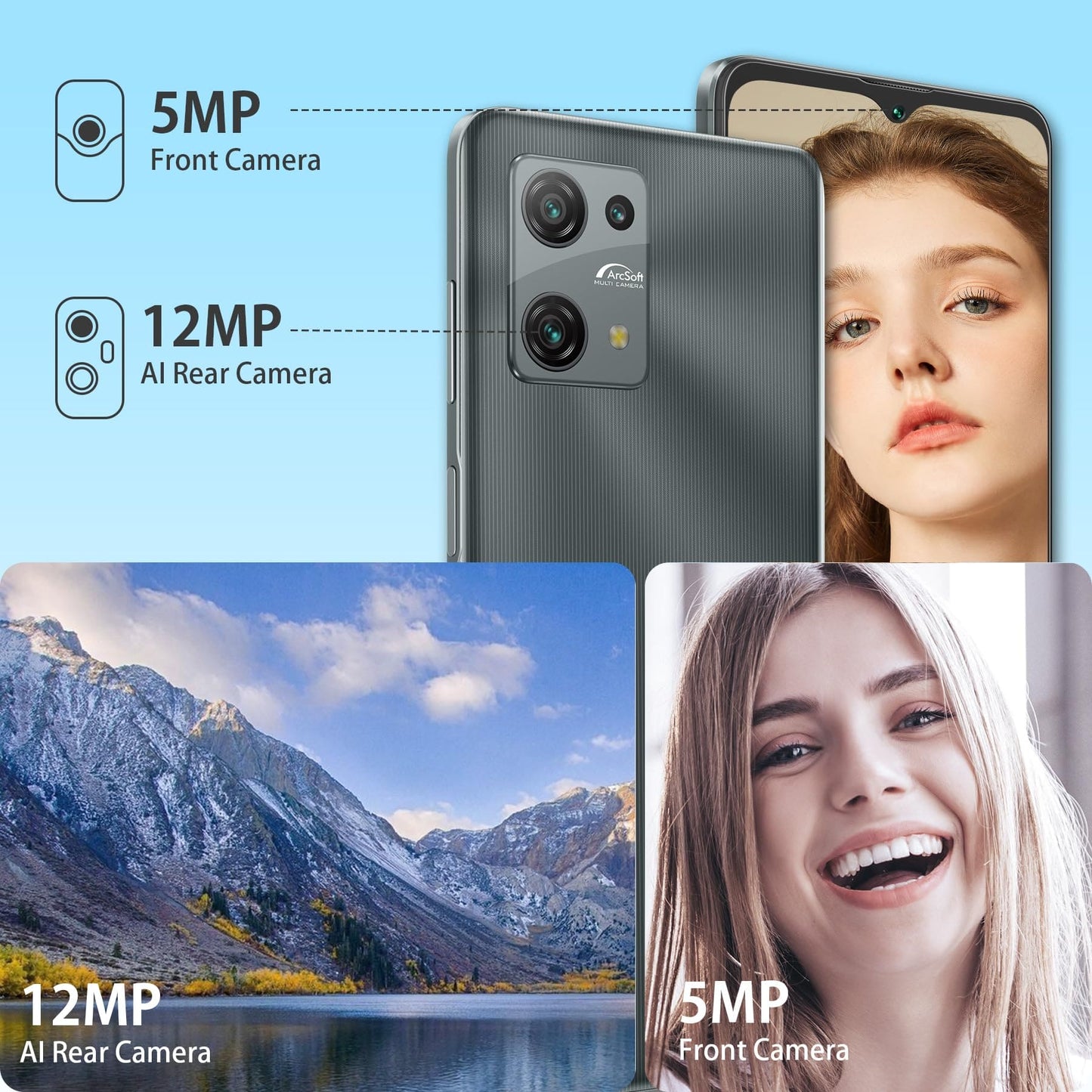 OSCAL 𝘽𝙡𝙖𝙘𝙠𝙫𝙞𝙚𝙬 Phone(2024), C30 Mobile Phone 7GB+32GB/1TB, 5080mAh, Android Phone, 6.52’’HD+ Screen, 12MP+5MP, 3 Cards Slots, 4G Dual Sim Free Unlocked UK, Face ID, GPS, 10W Charger -2 year