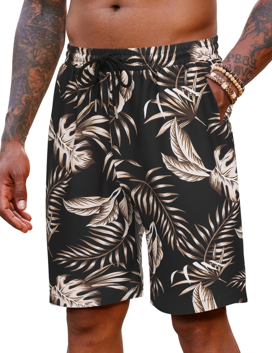 COOFANDY Men’s Beach Shorts 9" Inseam Lightweight Elastic Waist Drawstring Summer Beach Shorts with Pockets