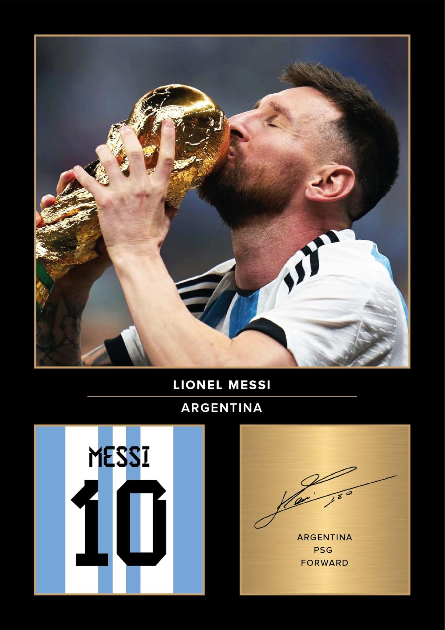 Icons Wall Art Lionel Messi World Cup Signed A4 Printed Photo Picture Display Gift For Argentina Fans Digitally Reproduced Signature Unframed