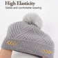 YESWEL Beanie Hats for Women,Warm Winter Hats, Bobble Knitted Hats Thermal Layer Fleece Lined with Detachable Pom Pom for Outdoor Skiing (Lightgrey)