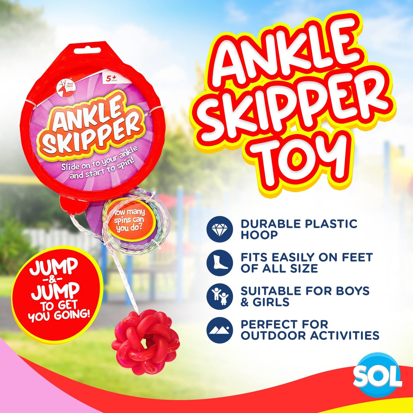 Ankle Skip Ball | Ankle Skips Toy for Kids Outdoor Toys & Games | Fun Play Boys and Girls Skipping Fitness Game | Ankle Skipper Girls Games, Games for Girls