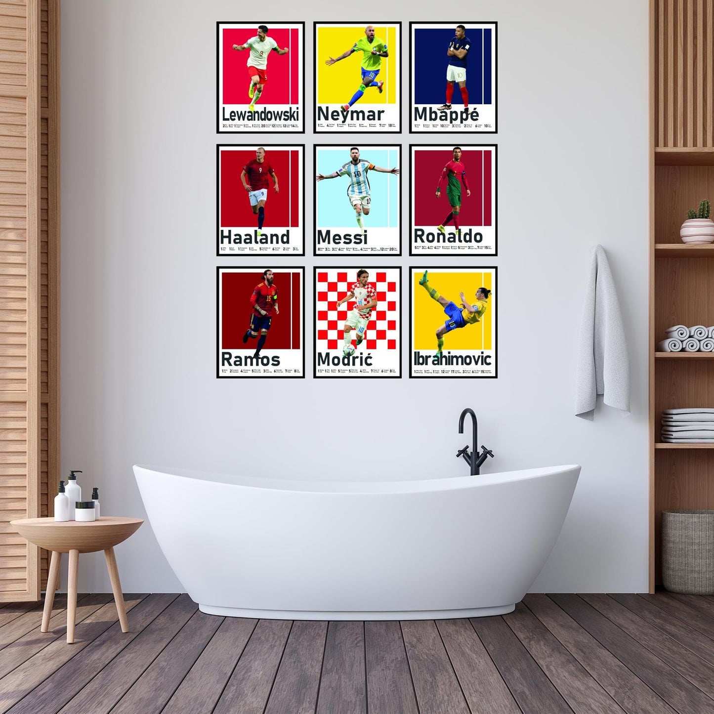 BigWig Prints Soccer Posters - Soccer Bedroom Decor For Boys, Messi Soccer Poster, Soccer Room Decor For Boys, Ronaldo And Messi Poster, Messi Posters For Boys Bedroom - Unframed Set Of 9 (8x10”)