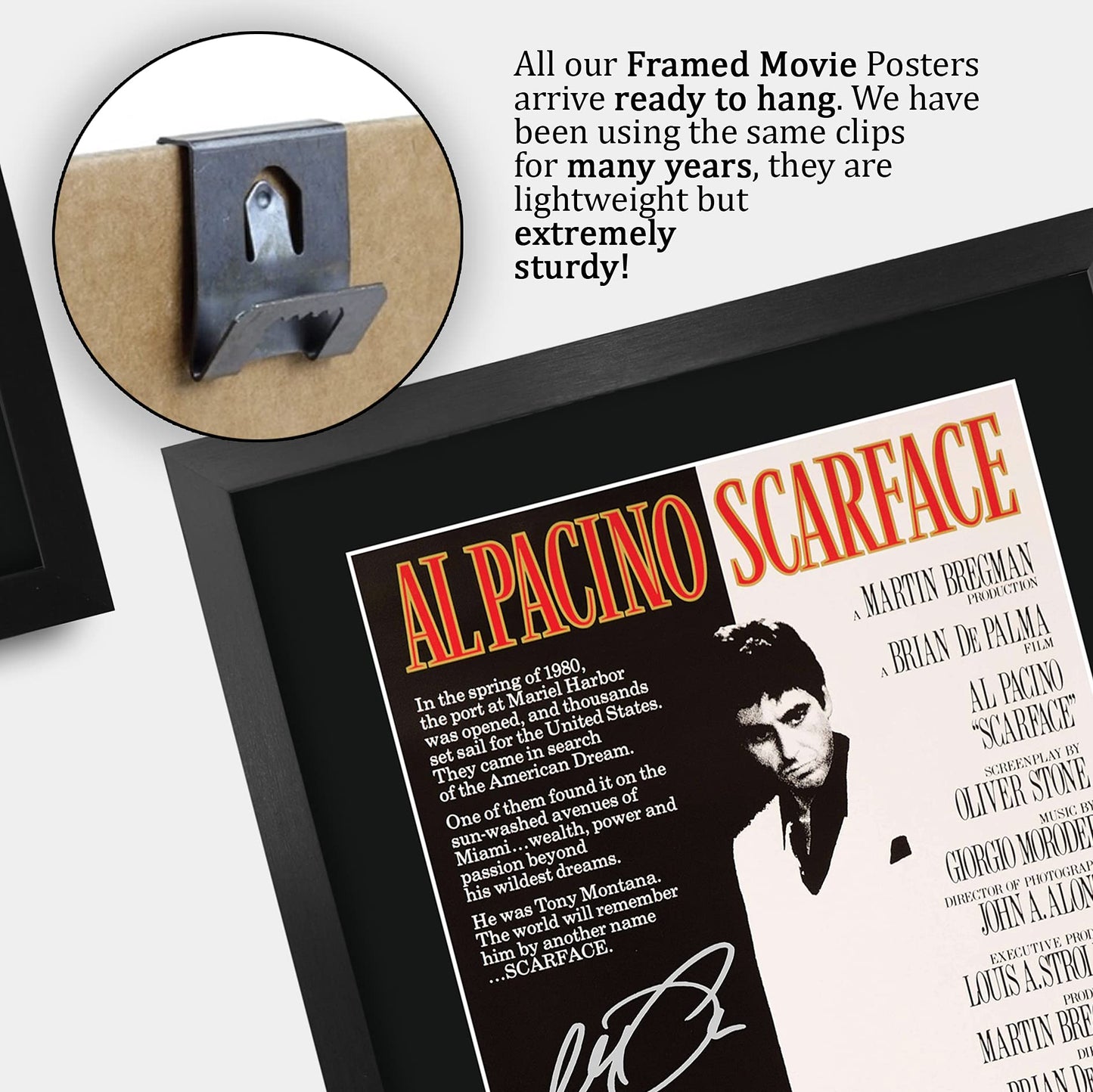 Scarface Movie PosterAl Pacino Steven Bauer Michelle Pfeiffer Signed Gift FRAMED A3 Printed Autograph Film Gifts Print Photo Picture Display…