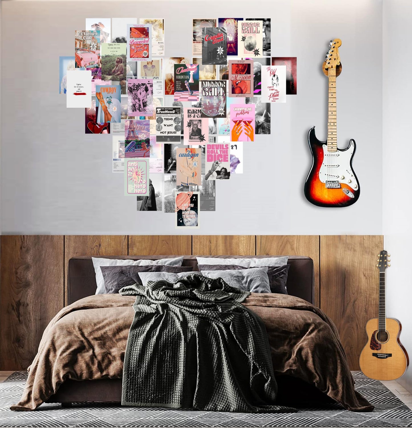 Aesthetic Taylor Album Collage Poster - 4x6 Inches Unframed Set of 50 Music Band Poster & Prints - Trendy Singer Artist Insparational Songs Lyrics Posters for Teen Girls Bedroom Boys Room Wall Decor