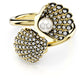 Swarovski Idyllia open ring, Crystal pearl, Shell, White, Gold-tone plated