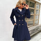 GRACE KARIN Women's Double-Breasted A Line Coat Puffed Sleeve Long Trench Coat Outwear for Winter Navy Blue A-Line Peacoat L