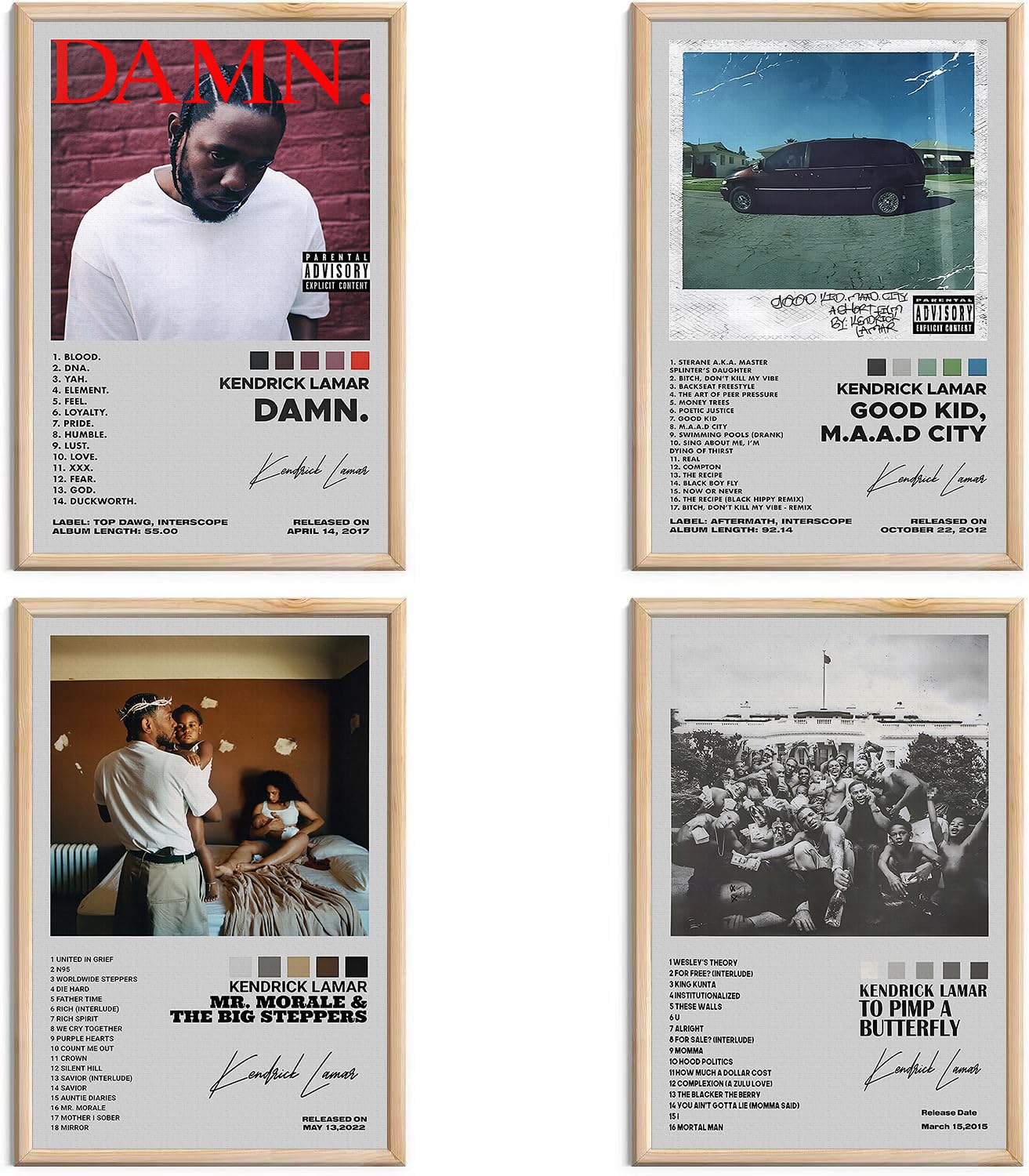 kendrick Lamar Posters Rapper Music Signed Limited Posters Album Cover Posters Canvas Wall Art Prints Set of 4 for Room Aesthetic Posters Bedroom Music Classroom Wall Decor Art 8x12 inch Unframed