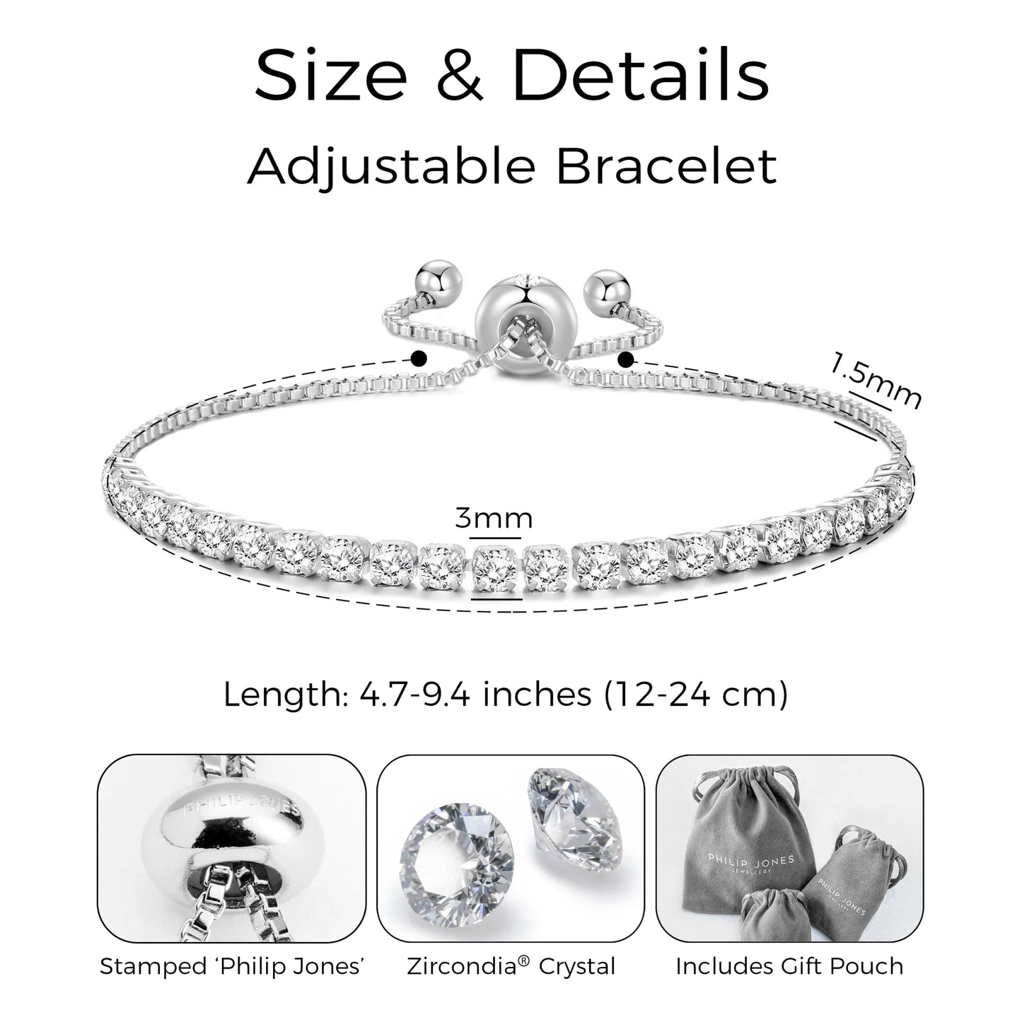 Philip Jones Silver Plated Solitaire Friendship Set Created with Zircondia® Crystals