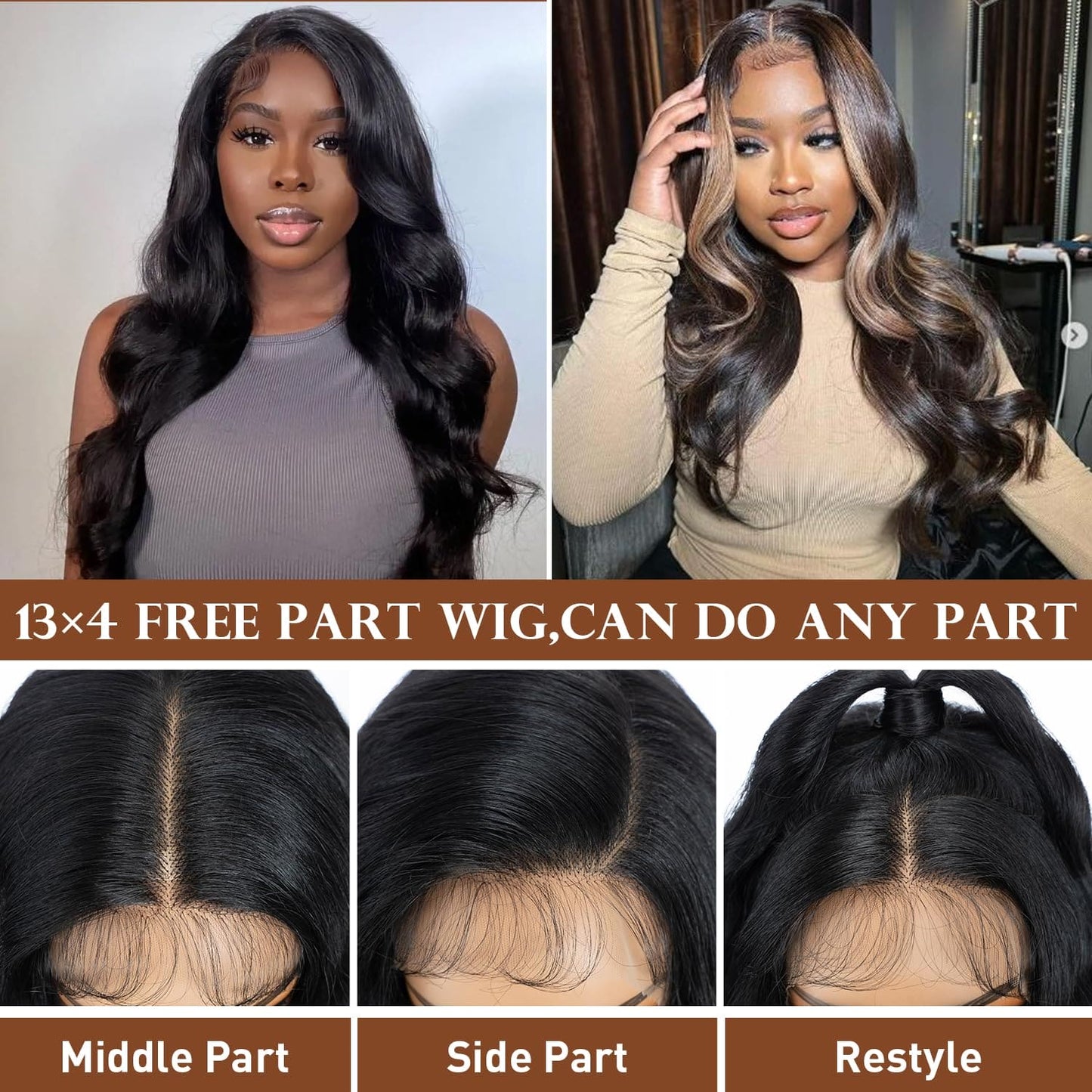 Joedir 13X4 Lace Front Wig Free Parting Lace Frontal Wigs With Baby Hair Pre Plucked Synthetic Wig Natural Looking Body Wave Wigs for Women 30 Inch Glueless Lace Front Wigs Highlights