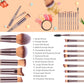 HEYMKGO Makeup Brushes, 15 Pcs Make Up Brushes Set Professional Champagne Gold Makeup Brush Pack, Foundation Blending Powder Blush Concealers Eyeshadow Eyeliner Make-up Brush Kits with Cosmetics Bag