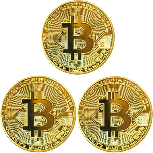 ZONSUSE 3pcs Bitcoin Commemorative Round Collectors Coin - Bit Coin, Bitcoin Coin, Cryptocurrency in Protective Collectable Gift, Coin Art Collection Physical