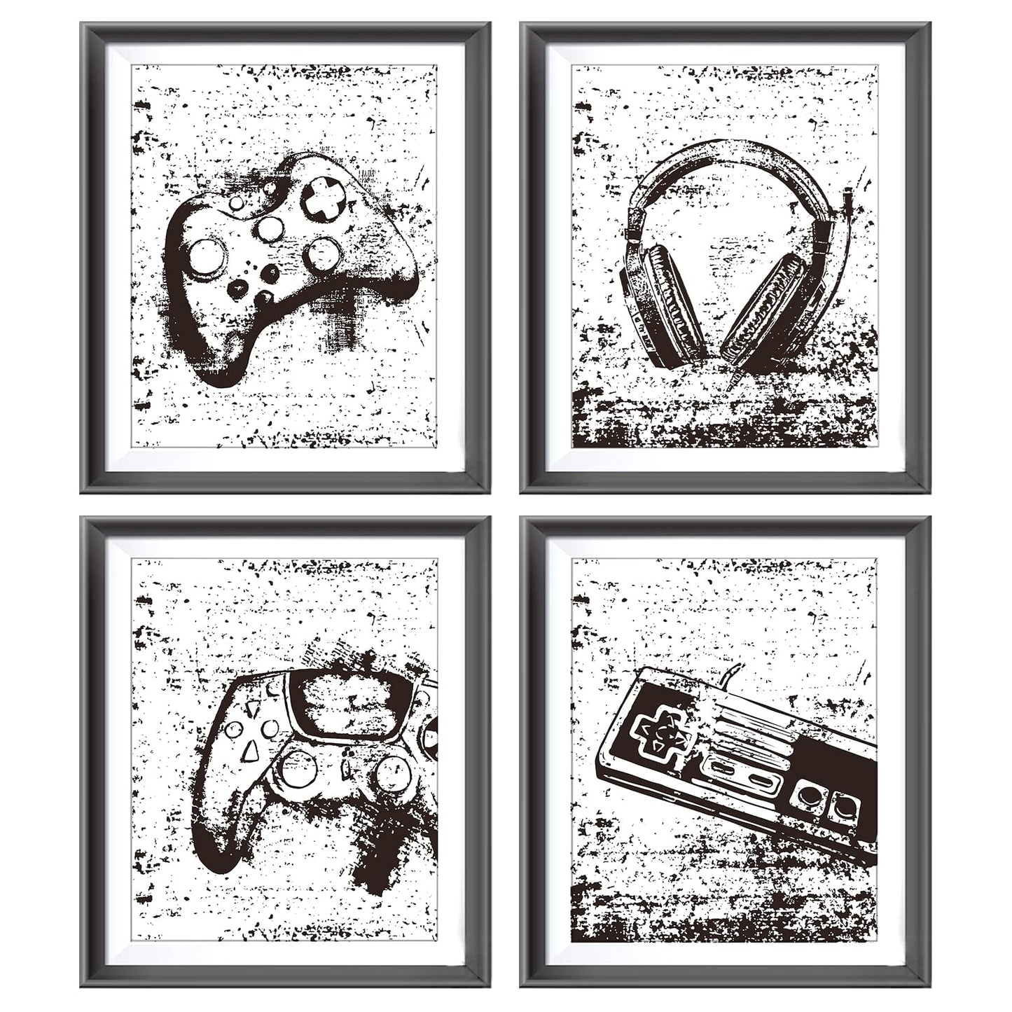 Retro Video Game Gaming Poster Prints for Home Boys Room Playroom Decor,Black And White Video Game Decorations Prints Wall Art Unframed 4pcs 8x10inches,Gift for Gamer Boys Gaming Love (8×10 inc)