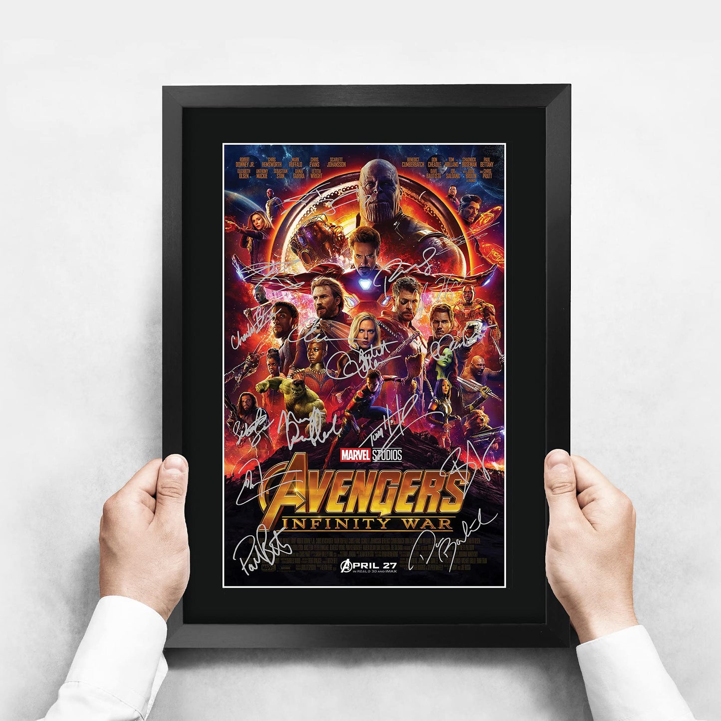 HWC Trading A3 FR Avengers Infinity War Movie Poster Robert Downey Jr Chris Evans Chris Hemsworth Signed Gift FRAMED A3 Printed Autograph Film Gifts Print Photo Picture Display