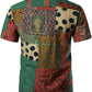 LucMatton Men's Casual Linen Breathable African Print Shirt Summer Short Sleeve Button up Hawaiian Tops Green Medium