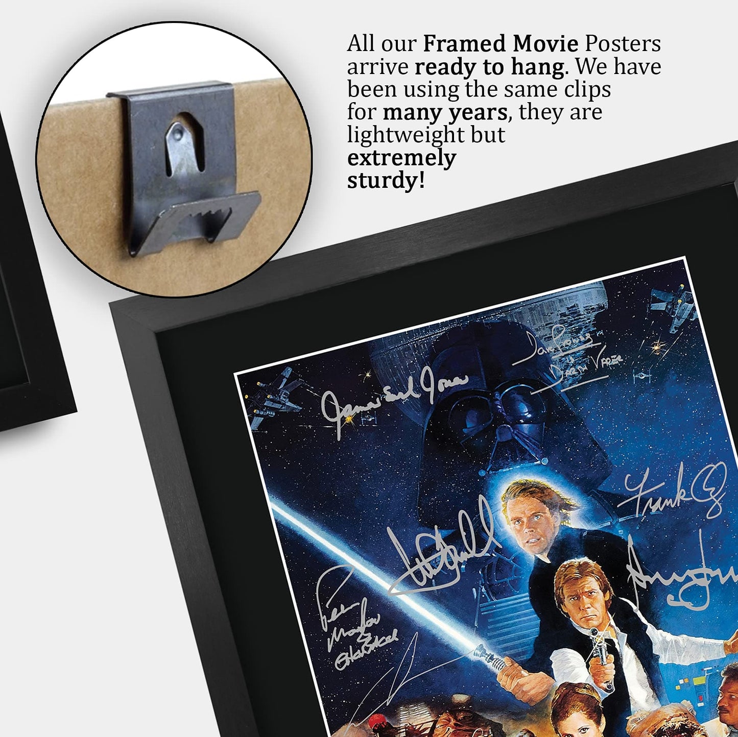 HWC Trading A3 FR Star Wars - Return of the Jedi Movie Poster Cast Signed Gift FRAMED A3 Printed Autograph Film Gifts Print Photo Picture Display