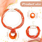 Fiada 4 Pcs Jewelry Set for Women Boho Necklace Earrings Bracelet Set Handmade Shell Beaded Collar Jewelry Pendant Earrings Chunky Multi Strand Statement for Women Girls Gift Summer Beach (Orange)