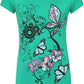 WearAll New Womens Plus Size Butterfly Print Short Sleeve T - Jade - 14-16