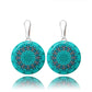 Handmade Big Mandala Oval Round Lightweight Dangle Earrings for Women (Blue Turquoise)