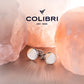 Colibri Equinox Cufflinks For Men - Polished Steel Face with Rose Gold Corner - Designer Cufflinks with Pivoting Whale Back Closure - Gift Box