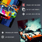 Artery8 Set of 3 A4 Racing Car Motorsport Grand Prix Paintings Bright Colourful Mancave Gift For Him Unframed Wall Art Living Room Poster Prints Pack