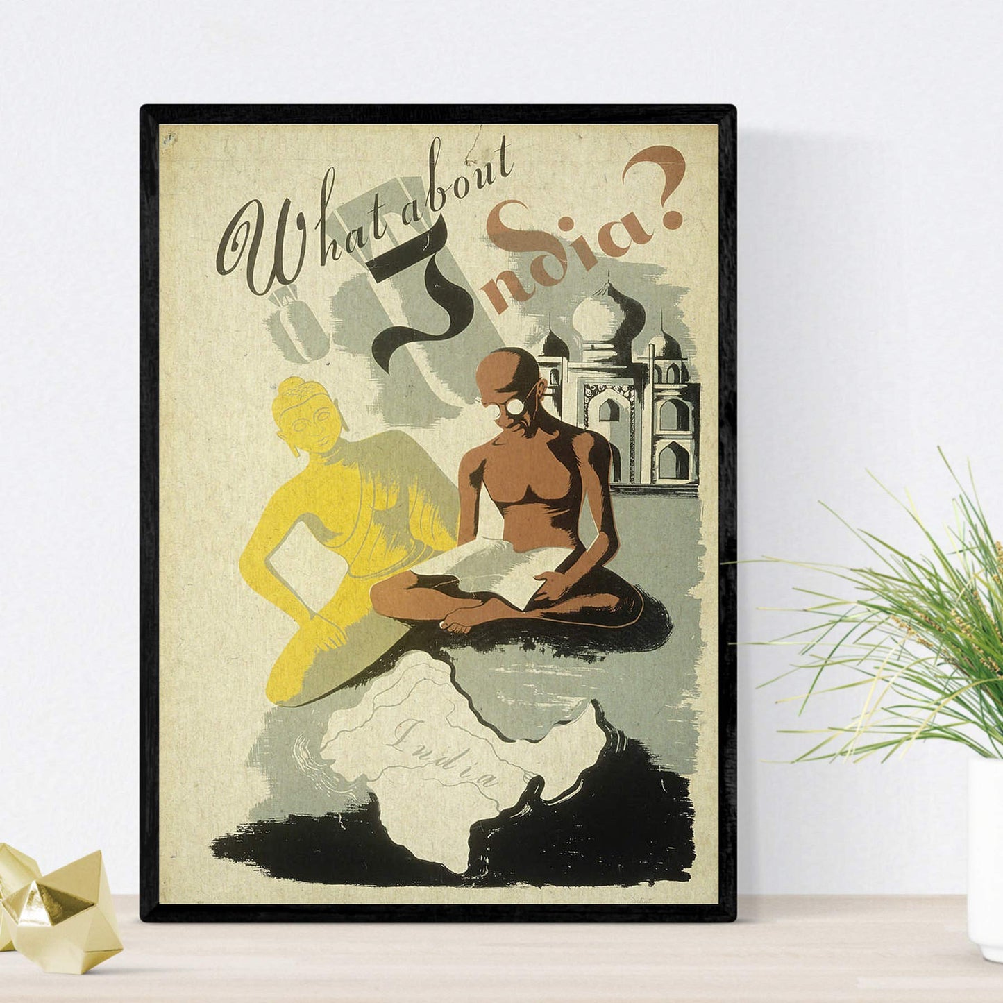 Nacnic Vintage Poster Vintage Poster Asia. Ghandi in India. A3 size