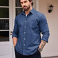 COOFANDY Mens Casual Dress Shirt Long Sleeve Button Down Shirts Untucked Shirts Slim Fit Clear Blue