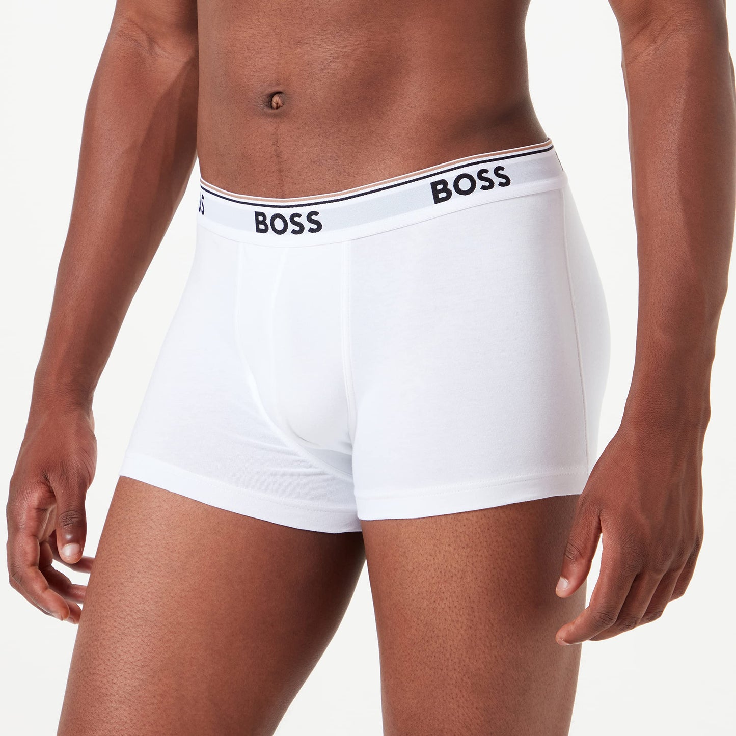 BOSS Mens Trunk 3P Power Three-Pack of Logo-Waistband Trunks in Stretch Cotton