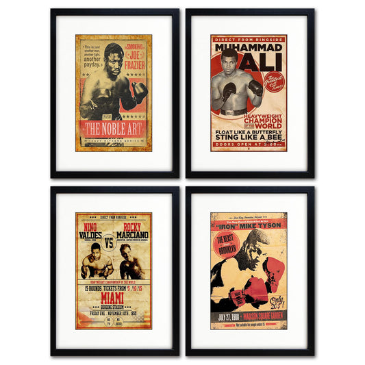 Boxing vintage poster prints collection of 4 High Quality Art A3 prints. Muhammad Ali, Valdes, Rocky Marciano, Joe Frazier, Mike Tyson4 PRINTS FOR THE PRICE OF 3!