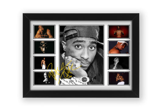 AllStarMedia Tupac Shakur Signed Poster Print - Limited Autograph Collage Artwork (Unframed, A4 (30x21cm))