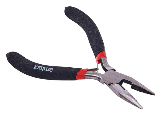 Amtech B3186 Mini Long Nose Plier with Spring, Black Silver & Red, 15cm