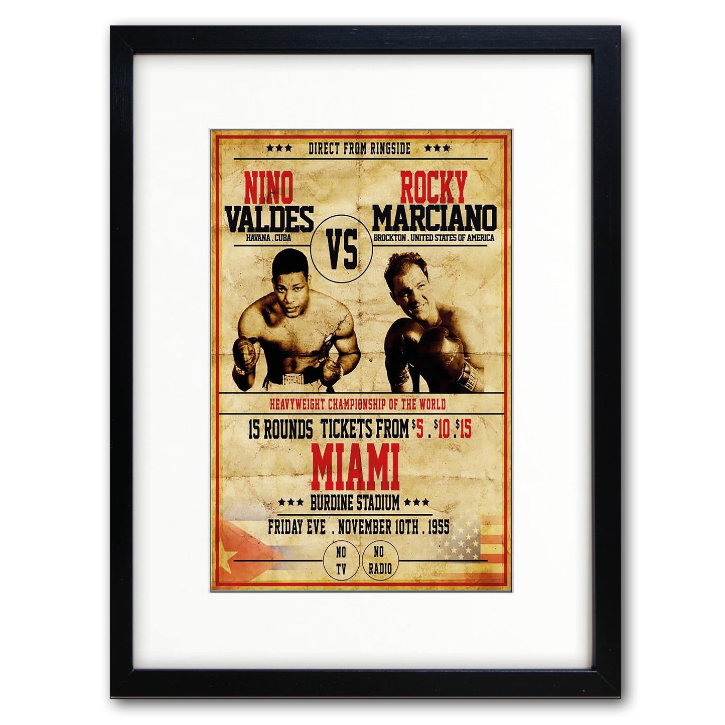 Boxing vintage poster prints collection of 4 High Quality Art A3 prints. Muhammad Ali, Valdes, Rocky Marciano, Joe Frazier, Mike Tyson4 PRINTS FOR THE PRICE OF 3!