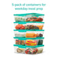 Sistema NEST IT Meal Prep Containers | 1.9 L | Airtight Food Storage Containers with Compartments & Lids | School Lunch Boxes | BPA-Free | Green | 5 Count