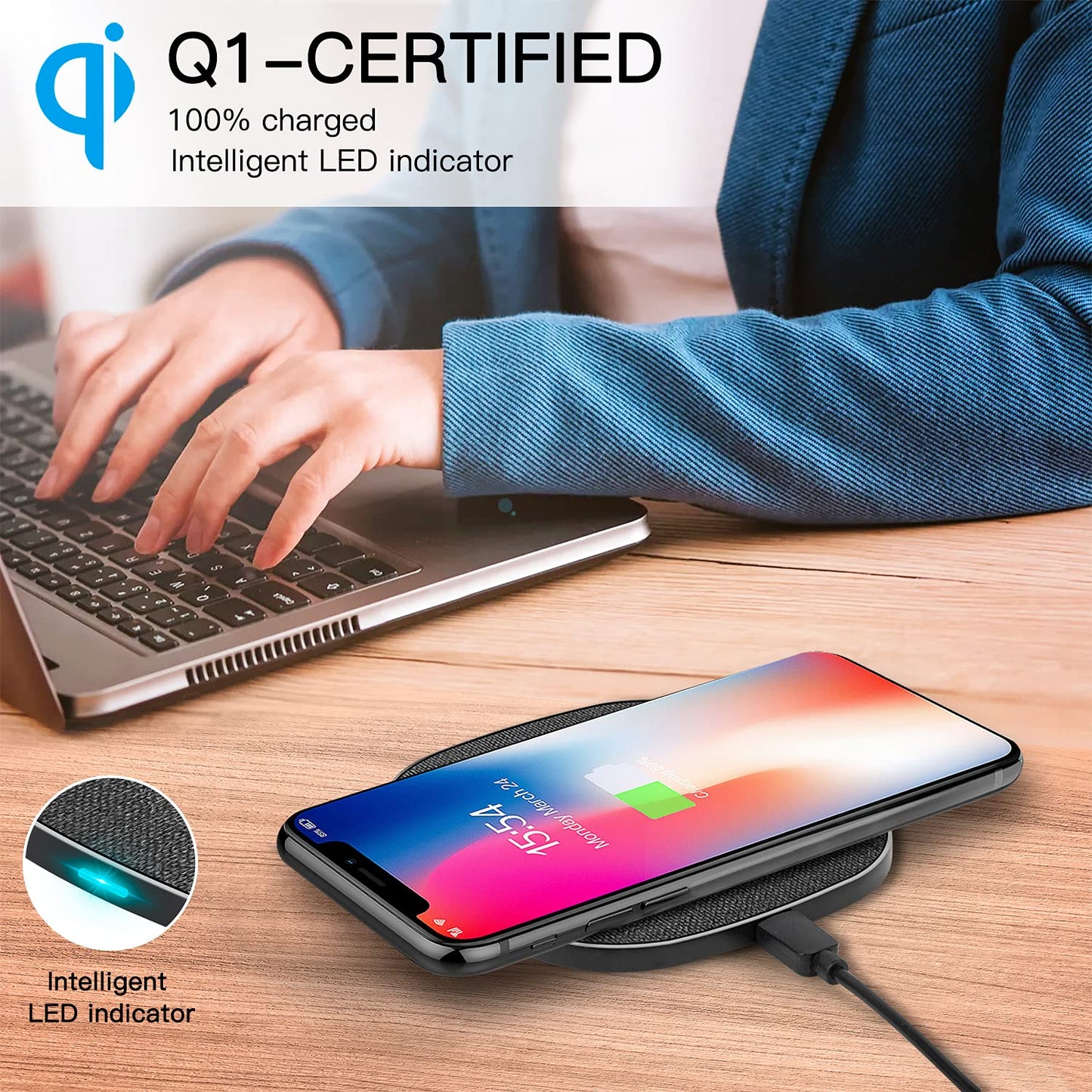 Wireless Charger, Wireless Charging Pad for iPhone 16/15/14/13/12/11/Pro Max/XR/X,15W Max Fast Wireless Charger for Samsung Galaxy S24/S23/S22/S21/S20/S10,HUAWEI Mate RS/P30 Pro and other Qi Phone