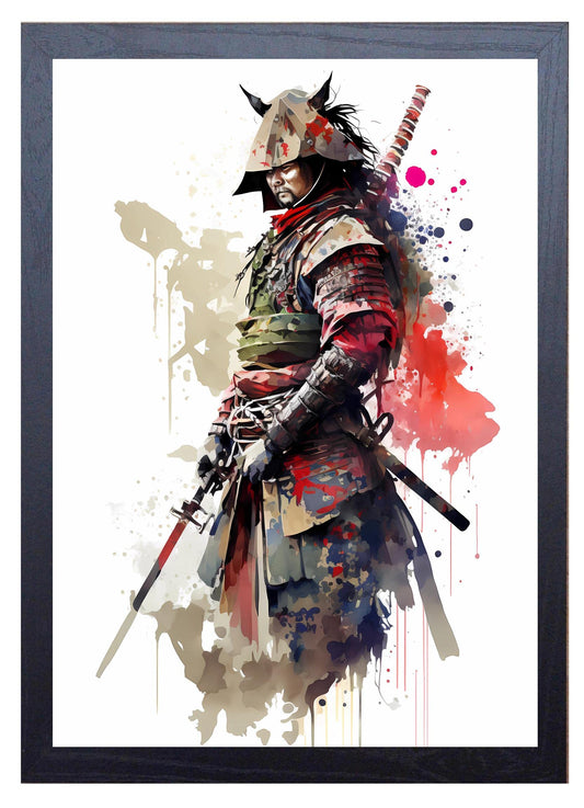 Beauitiful vivid fine art print of a Japanese Samurai Warrior painting (picture 5) Print size 29.7cm x 21cm