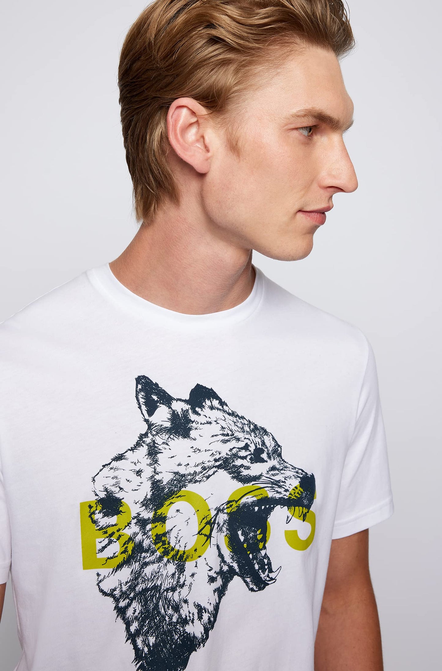 BOSS Mens TDraw Regular-fit T-Shirt in Cotton with Animal Artwork White