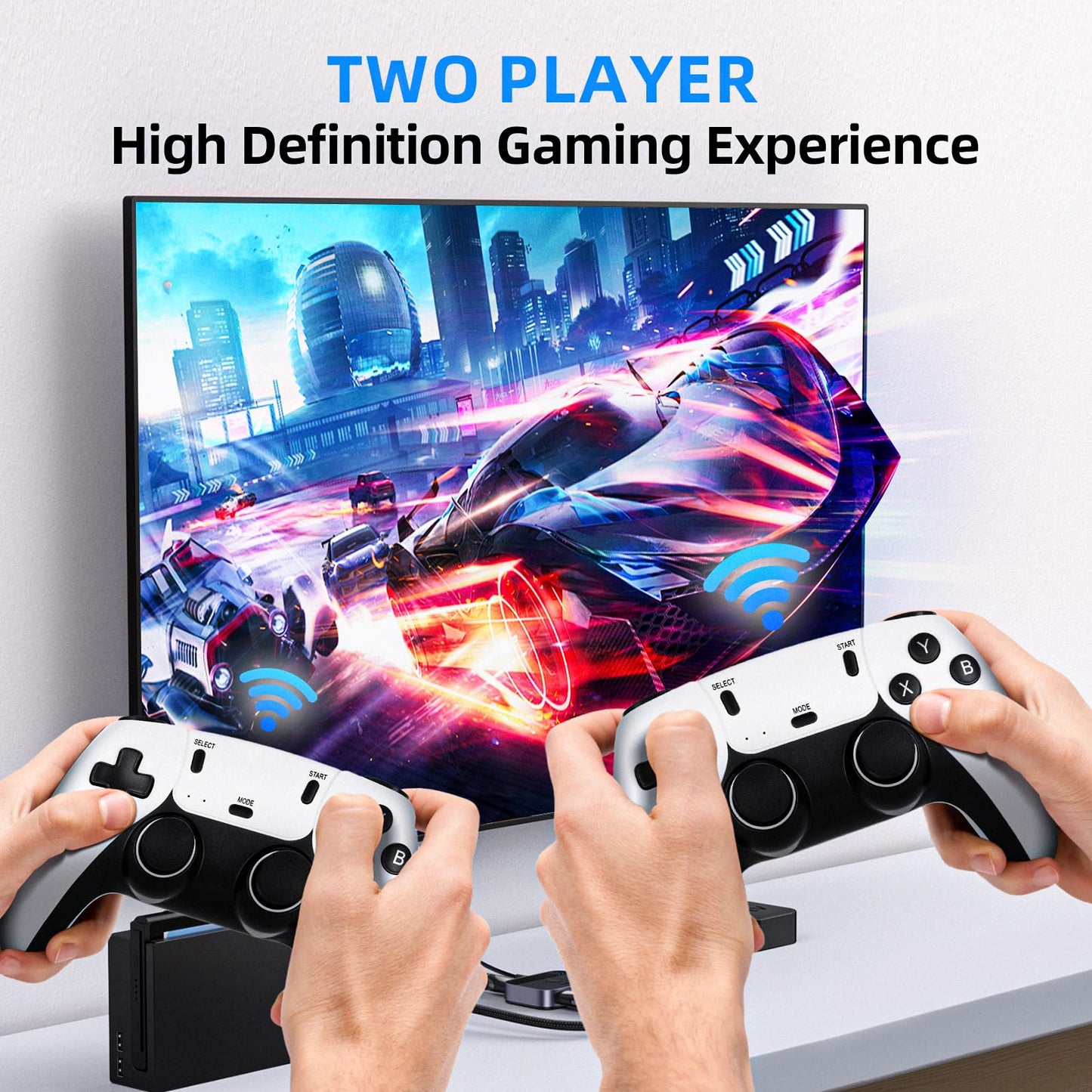 HENTOK Retro Games Console Video Game Consoles with 2Pack Game Controllers, 64GB Built-in Card 30000+ Games, 1080P/720P HDMI Display Arcade