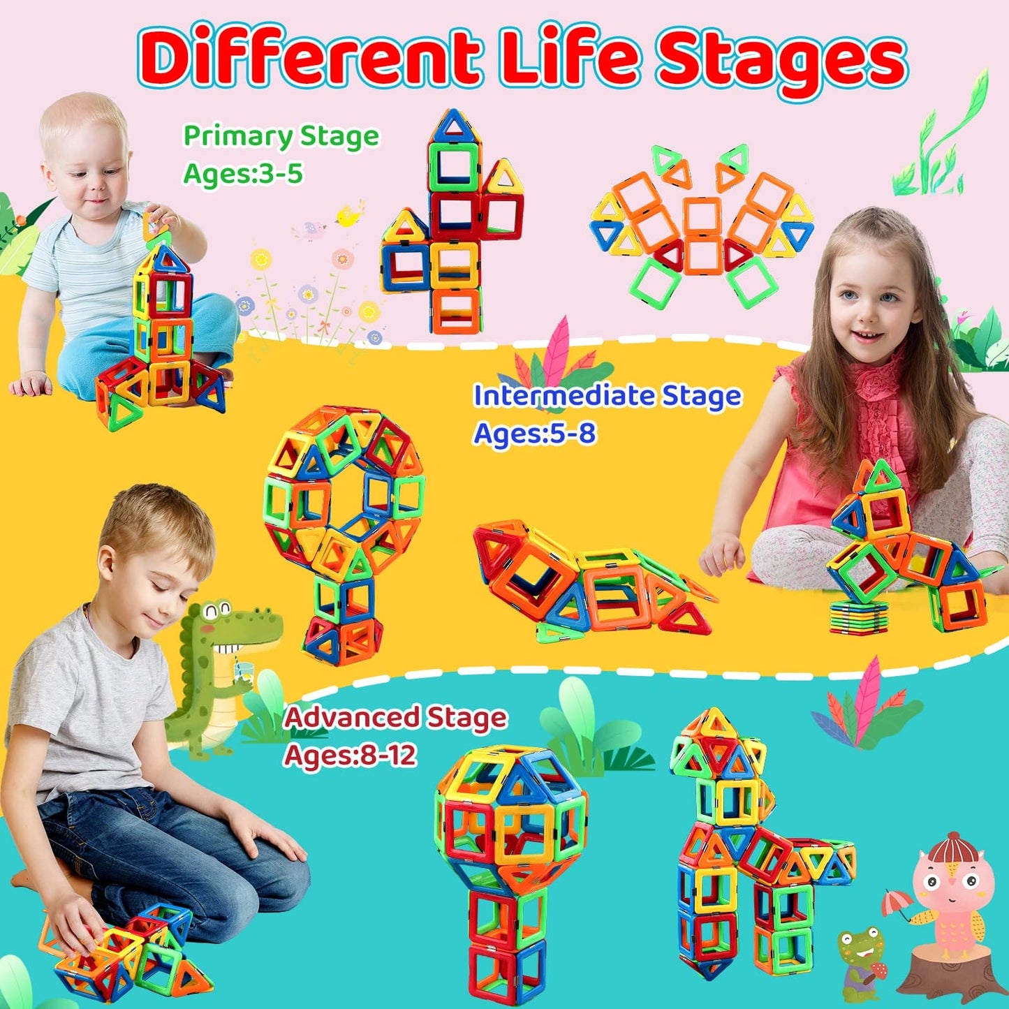 ZHANGXIN Magnetic Building Blocks 32PCS Magnetic Tiles Toys for 3 4 5 6 7 8 Years Old Boys and Girls STEM Educational Toys kids Toddlers Children's Birthday for Girls Boys Toy Ages 3 4 5 6 7