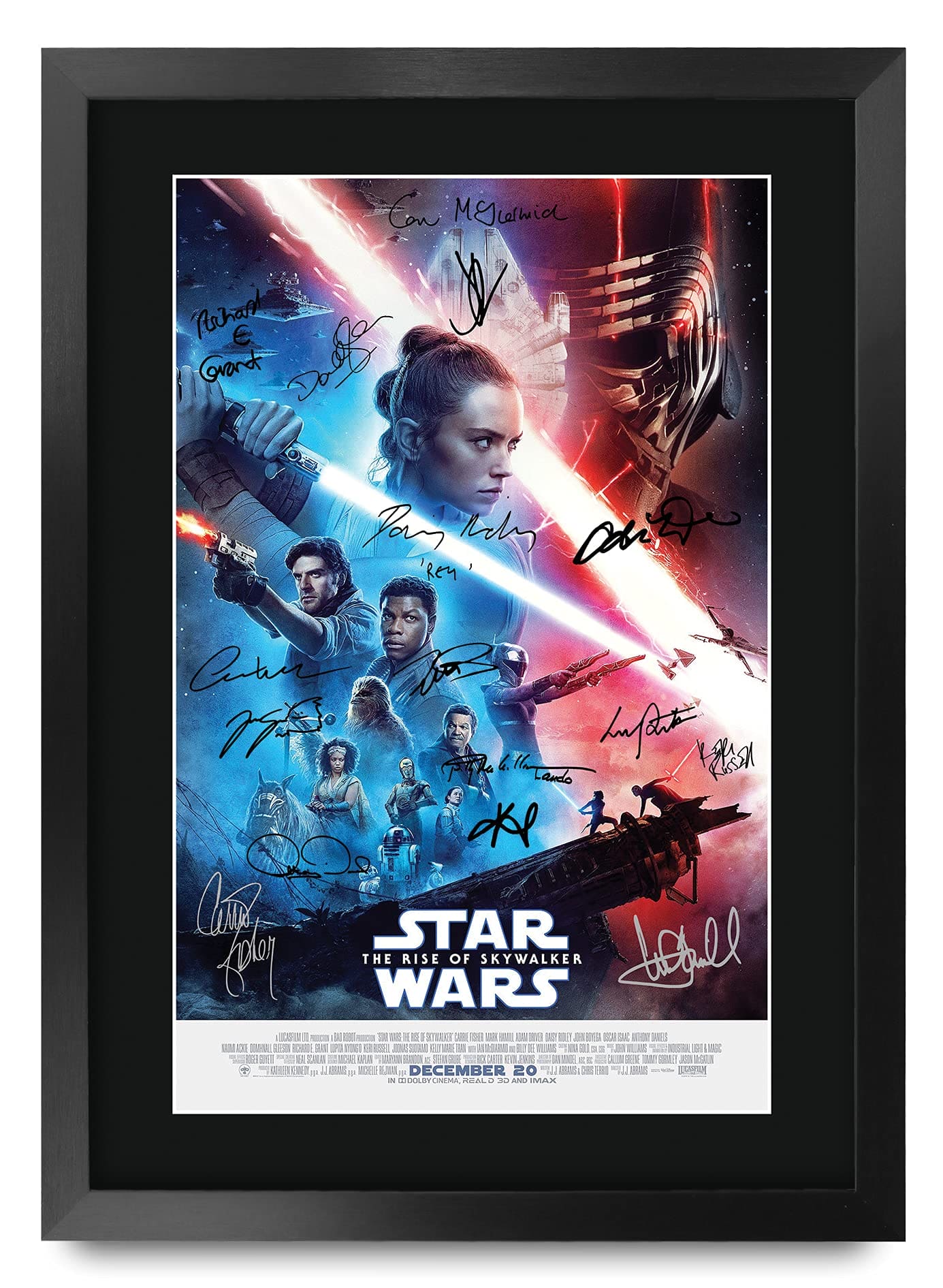 HWC Trading A3 FR The Rise of Skywalker Star Wars Gifts Printed Poster Signed Autograph Picture for Movie Memorabilia Fans - A3 Framed