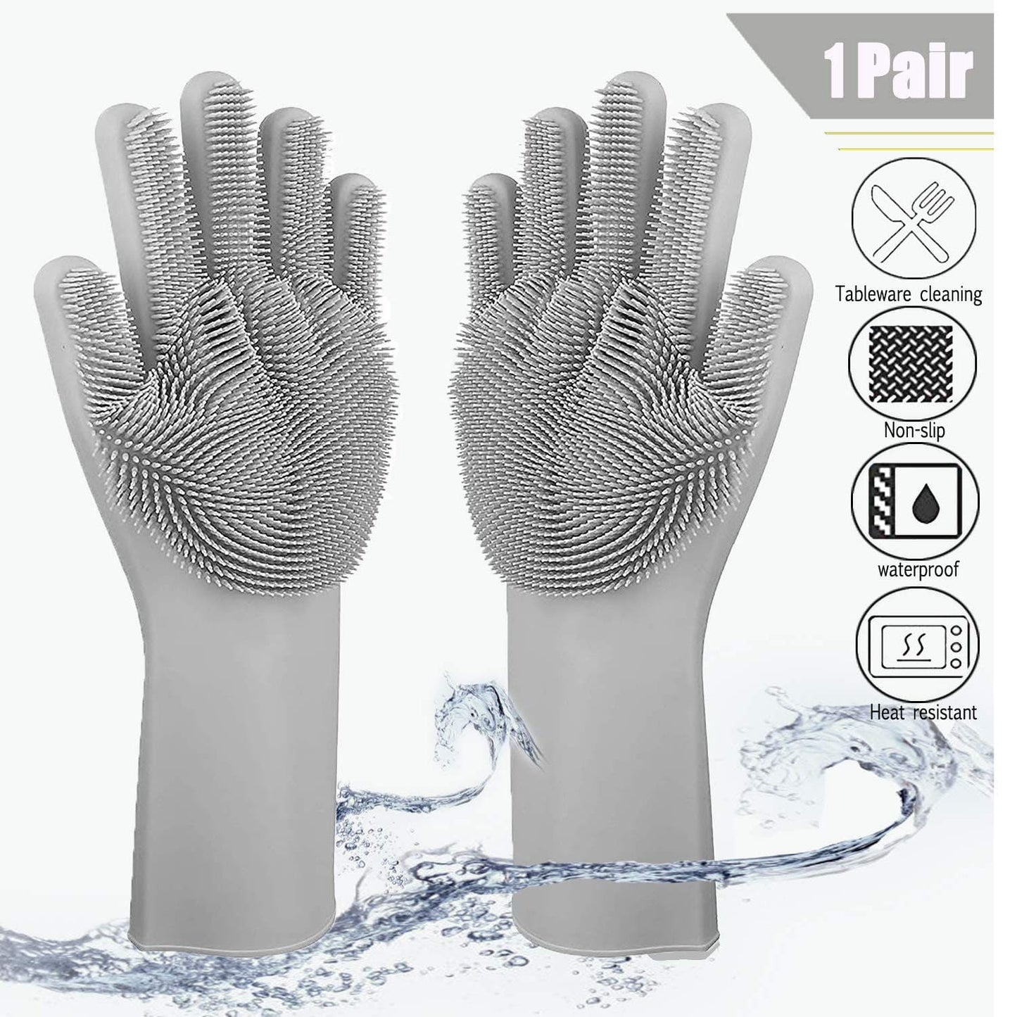 ZKSMNB Pet Grooming Gloves, Gentle Dog Bathing Scrubber Gloves, Silicone Hair Removal Gloves with High Density Teeth Efficient Pet Hair Remover Mitt for Cats, Dogs