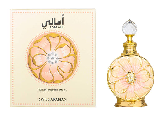 Swiss Arabian Amaali for Women - Woody, Fruity Gourmand Concentrated Perfume Oil - Luxury Fragrance From Dubai - Long Lasting Artisan Perfume With Notes Of Pineapple, Jasmine, Rose, Vanilla - 0.5 Oz