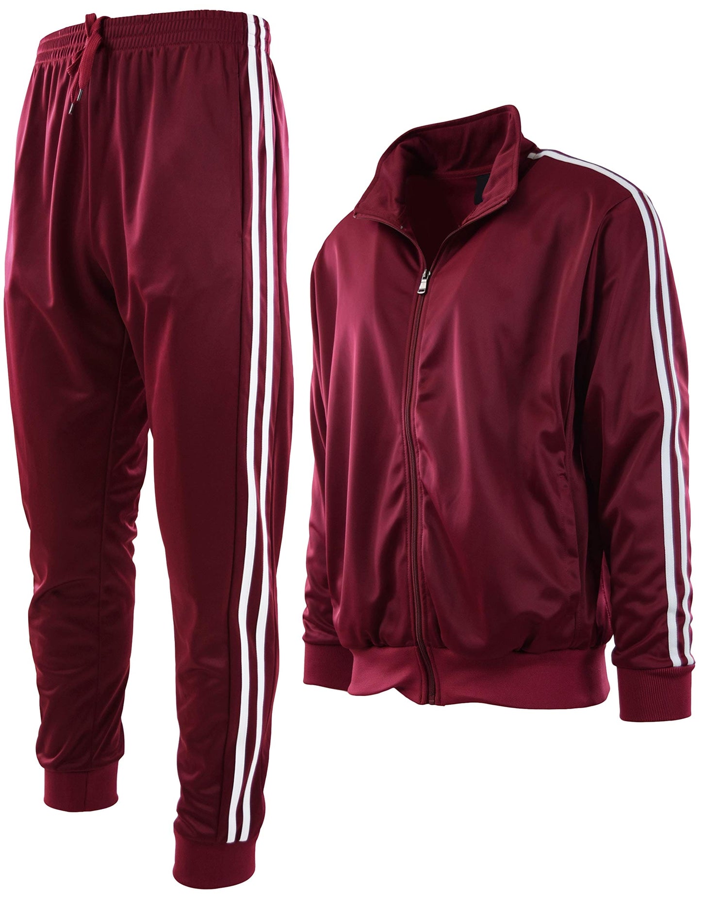 ChoiceApparel Mens Athletic 2 Piece Tracksuit Set (3XL, 888-Burgundy)