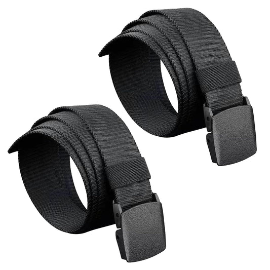 2 Pcs Military Equipment Tactical Belt,Men Metal Buckle Thicken Nylon Canvas Belts,Adjustable Nylon Fabric Belt,Fast Pass Through the Airport Security for Man,Work and Travel(Black)