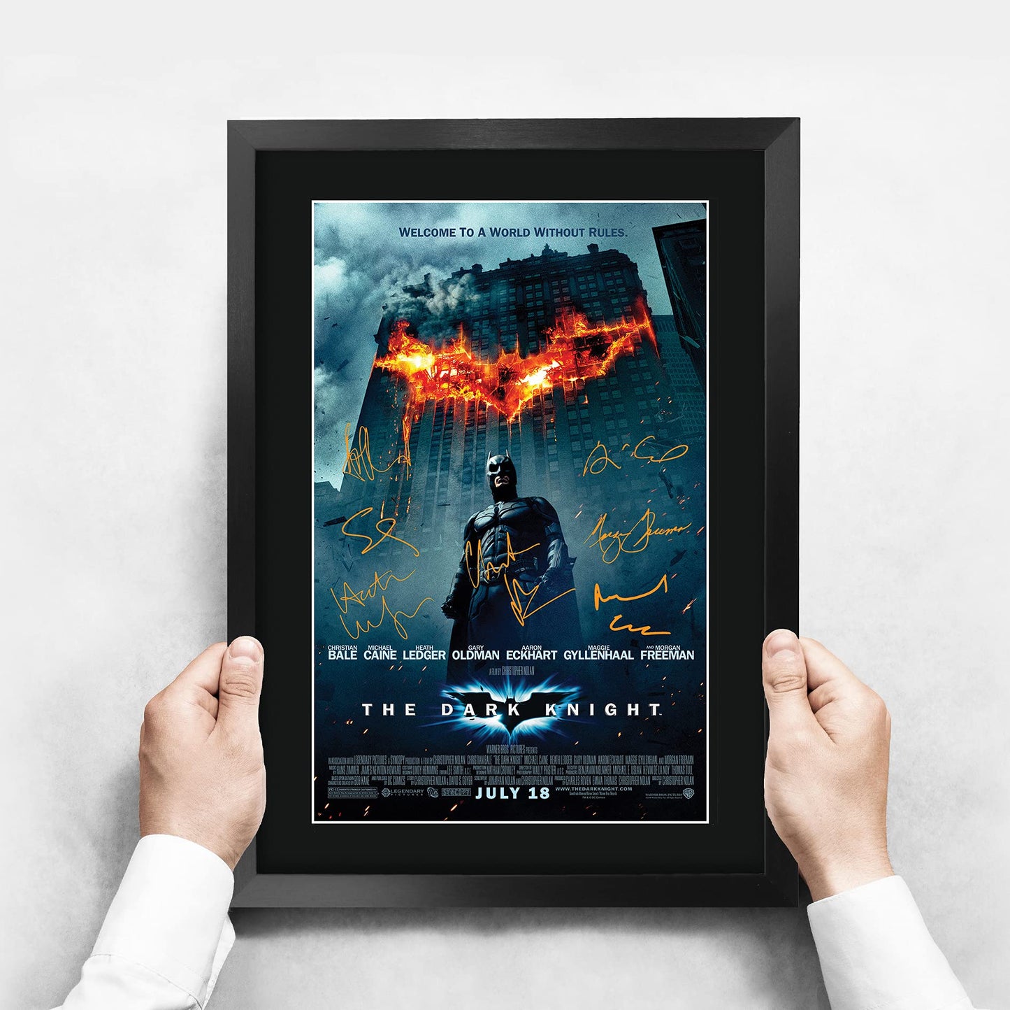 HWC Trading A3 FR The Dark Knight Christian Bale Gifts Printed Poster Signed Autograph Picture for Movie Memorabilia Fans - A3 Framed