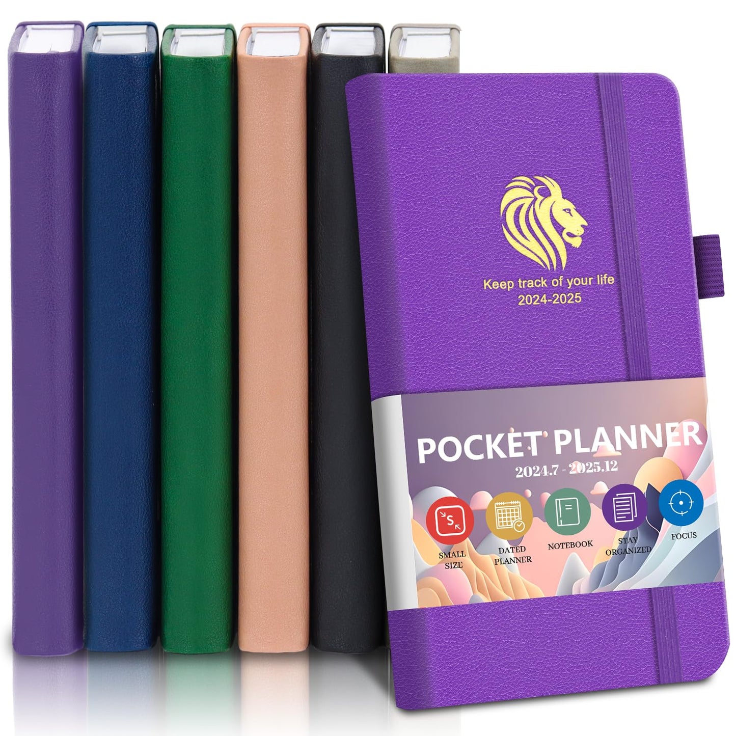 BLESWIN Diary Planner 2024-2025, 18 Months Weekly Planner, JUL 2024-DEC 2025 Organiser Planner, A6 Planner Pocket Size, Productivity Planner with Elegant Leather, Pen Loop, Inner Pocket, Purple