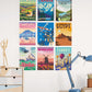 Olivia Samuel 9 x Vintage Travel Posters from A4 Size on thick 350gsm card. Set 2 ** UNFRAMED **